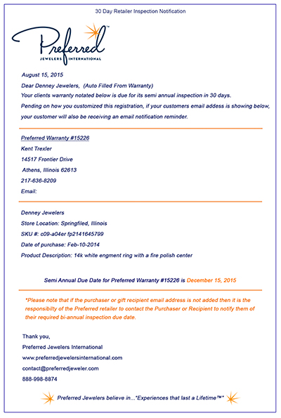 Sample Retailer Notification Reminder
